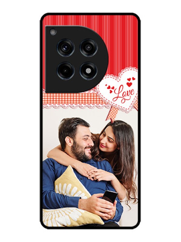 Custom OnePlus 12R 5G Custom Metal Phone Case - Red Love Pattern Design