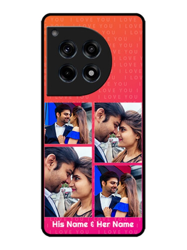 Custom OnePlus 12R 5G Custom Metal Phone Case - I Love You Pink Design