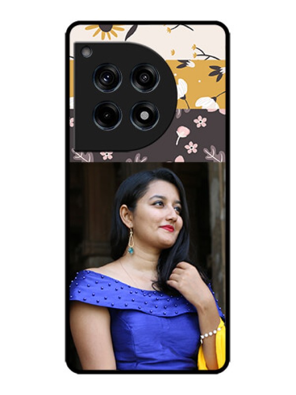Custom OnePlus 12R 5G Custom Metal Phone Case - Stylish Floral Design