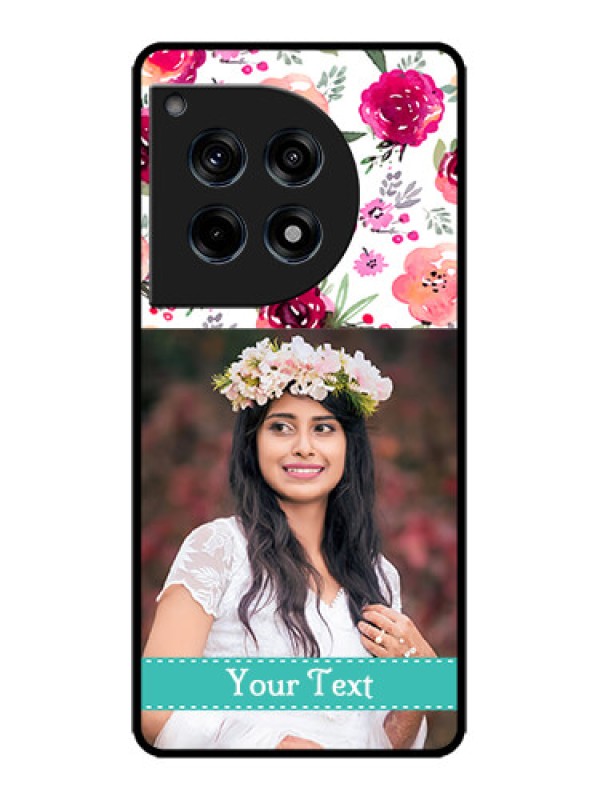 Custom OnePlus 12R 5G Custom Metal Phone Case - Water Colors Floral Design