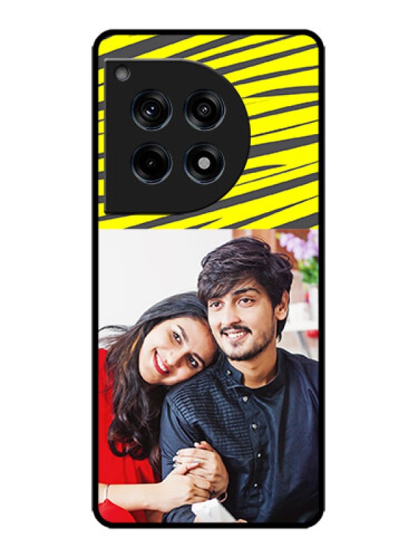 Custom OnePlus 12R 5G Custom Metal Phone Case - Yellow Abstract Design