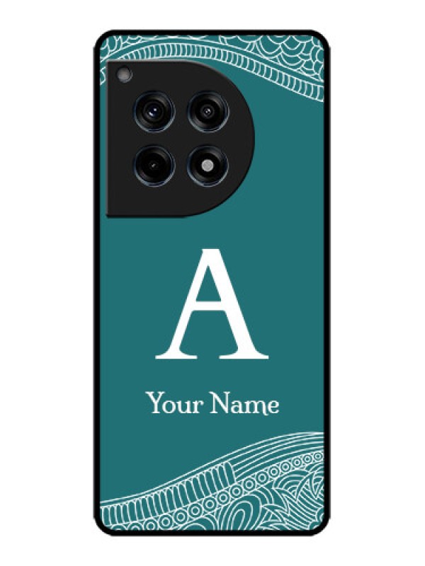 Custom OnePlus 12R 5G Custom Metal Phone Case - Line Art Pattern With Custom Name Design