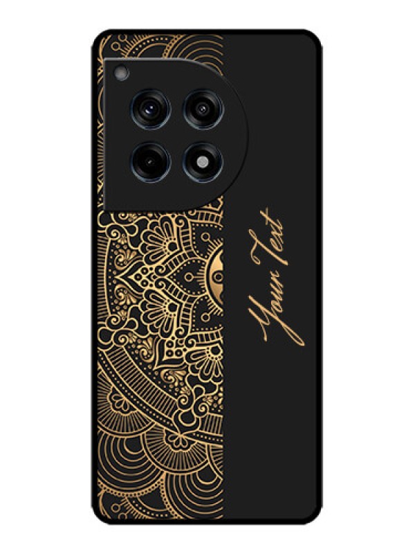 Custom OnePlus 12R 5G Custom Metal Phone Case - Mandala Art With Custom Text Design