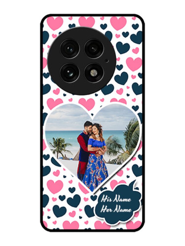 Custom OnePlus 13 5G Custom Metal Phone Case - Pink and Blue Heart Design