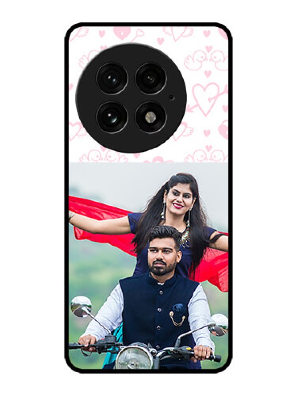 Custom OnePlus 13 5G Custom Metal Phone Case - Pink Flying Heart Design