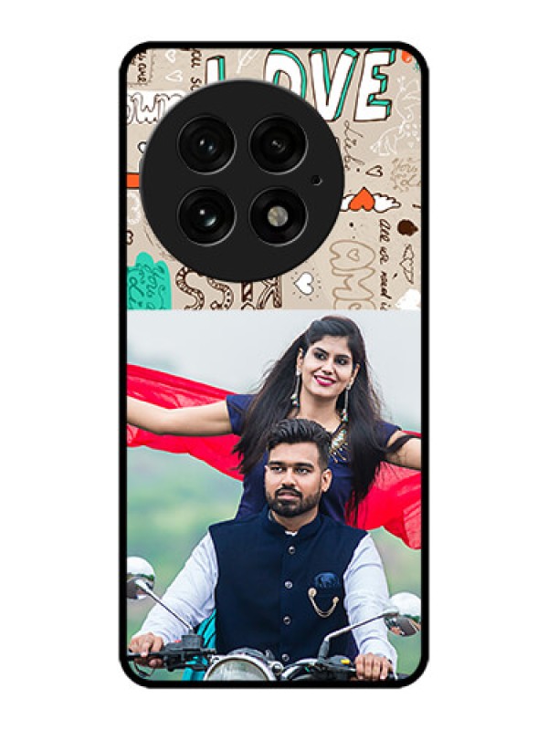 Custom OnePlus 13 5G Custom Metal Phone Case - Love Doodle Pattern