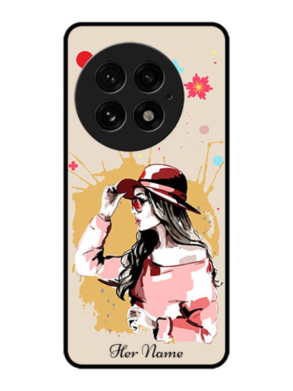 Custom OnePlus 13 5G Custom Metal Phone Case - Women With Pink Hat Design