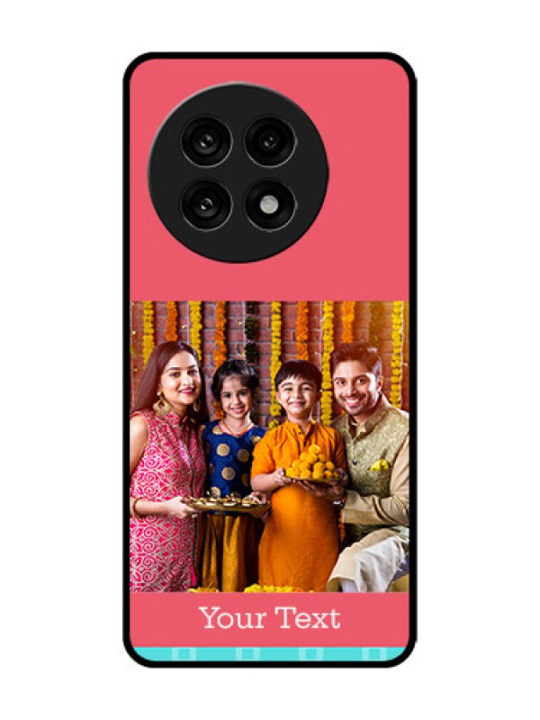 Custom OnePlus 13R 5G Custom Metal Phone Case - Peach and Blue Color Design