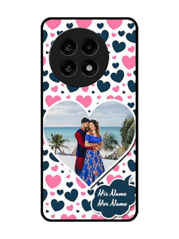 Custom OnePlus 13R 5G Custom Metal Phone Case - Pink and Blue Heart Design