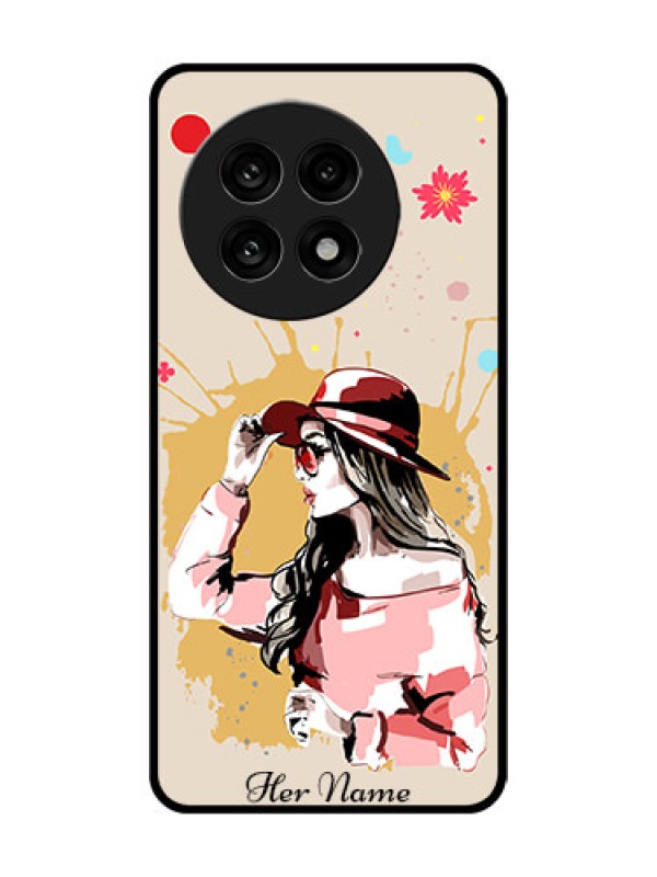 Custom OnePlus 13R 5G Custom Metal Phone Case - Women With Pink Hat Design