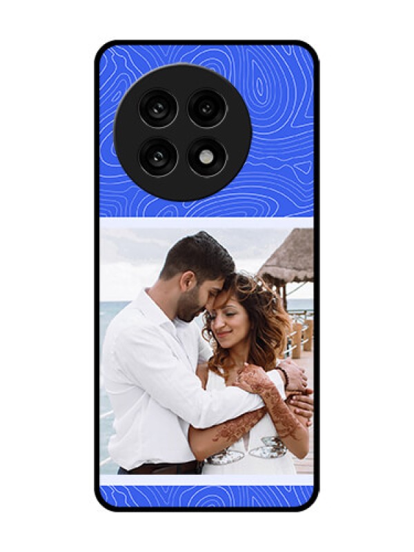 Custom OnePlus 13R 5G Custom Metal Phone Case - Curved Line Art With Blue And White Design