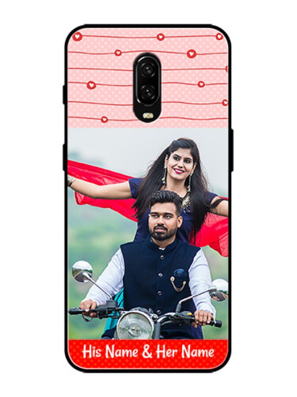 Custom OnePlus 6T Custom Metal Phone Case - Red Pattern Case Design
