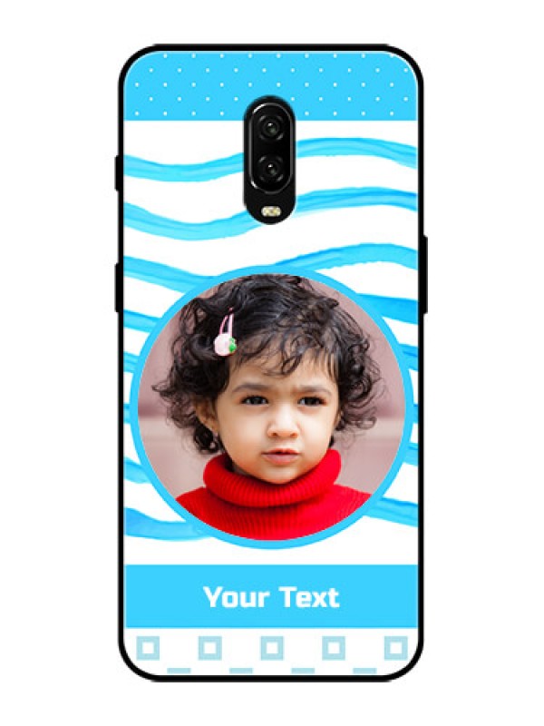 Custom OnePlus 6T Custom Metal Phone Case - Simple Blue Case Design