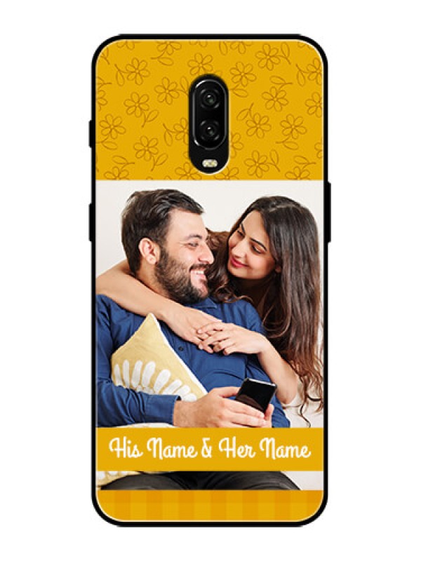 Custom OnePlus 6T Custom Metal Phone Case - Yellow Floral Design