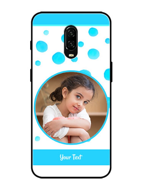 Custom OnePlus 6T Custom Metal Phone Case - Blue Bubbles Pattern Design
