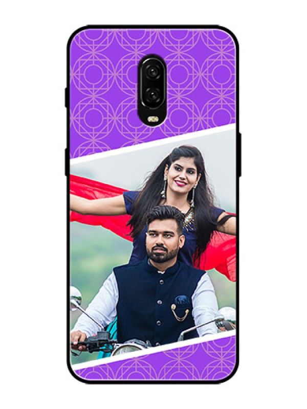 Custom OnePlus 6T Custom Metal Phone Case - Violet Color Pattern Design
