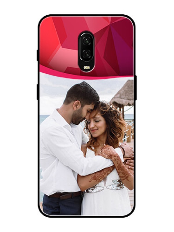 Custom OnePlus 6T Custom Metal Phone Case - Red Abstract Design