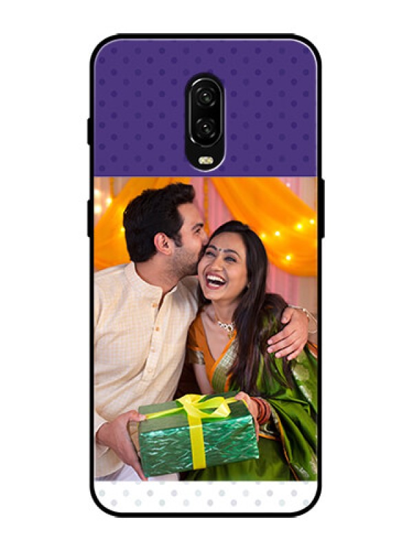 Custom OnePlus 6T Custom Metal Phone Case - Violet Colored Pattern Design