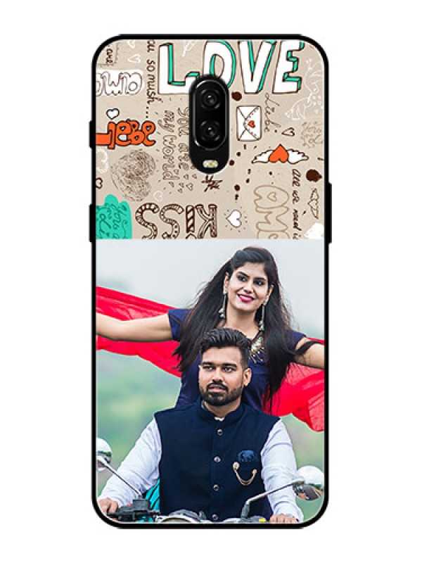 Custom OnePlus 6T Custom Metal Phone Case - Love Doodle Pattern