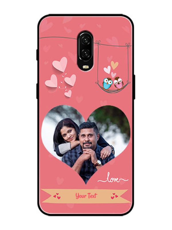 Custom OnePlus 6T Custom Metal Phone Case - Peach Color Love Design
