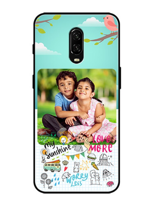 Custom OnePlus 6T Custom Metal Phone Case - Doodle Love Design