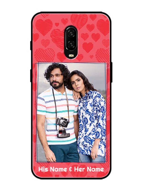 Custom OnePlus 6T Custom Metal Phone Case - With Red Heart Symbols Design