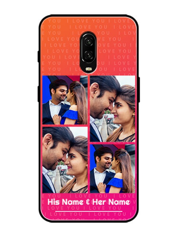 Custom OnePlus 6T Custom Metal Phone Case - I Love You Pink Design