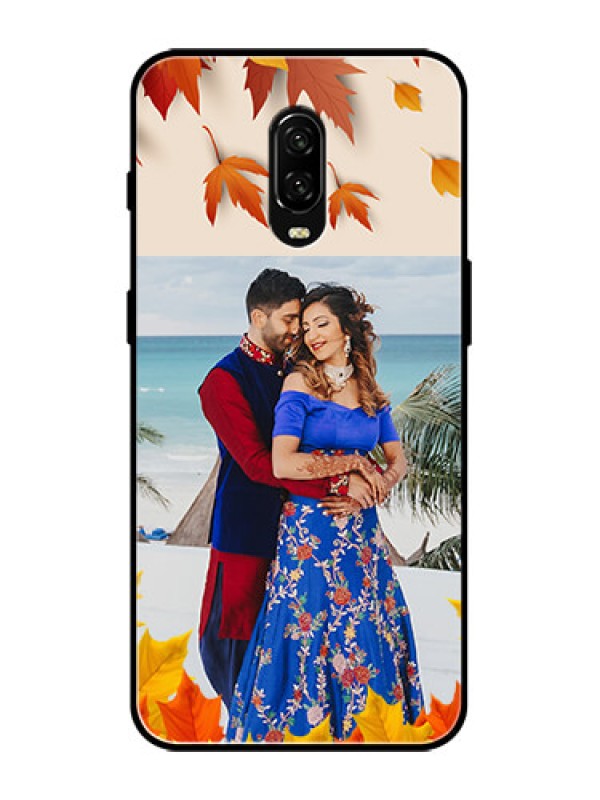 Custom OnePlus 6T Custom Metal Phone Case - Autumn Maple Leaves Design