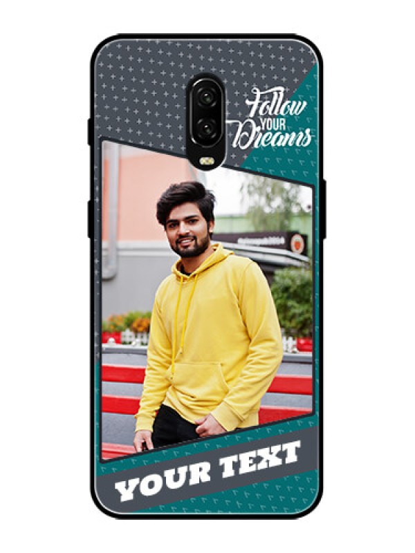 Custom OnePlus 6T Custom Metal Phone Case - Background Pattern Design With Quote