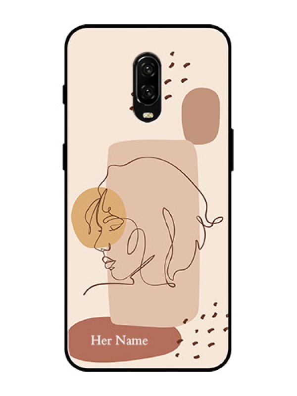 Custom OnePlus 6T Custom Metal Phone Case - Calm Woman Line Art Design