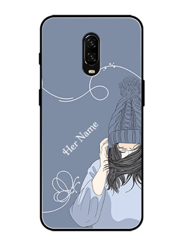 Custom OnePlus 6T Custom Metal Phone Case - Girl In Winter Outfit Design