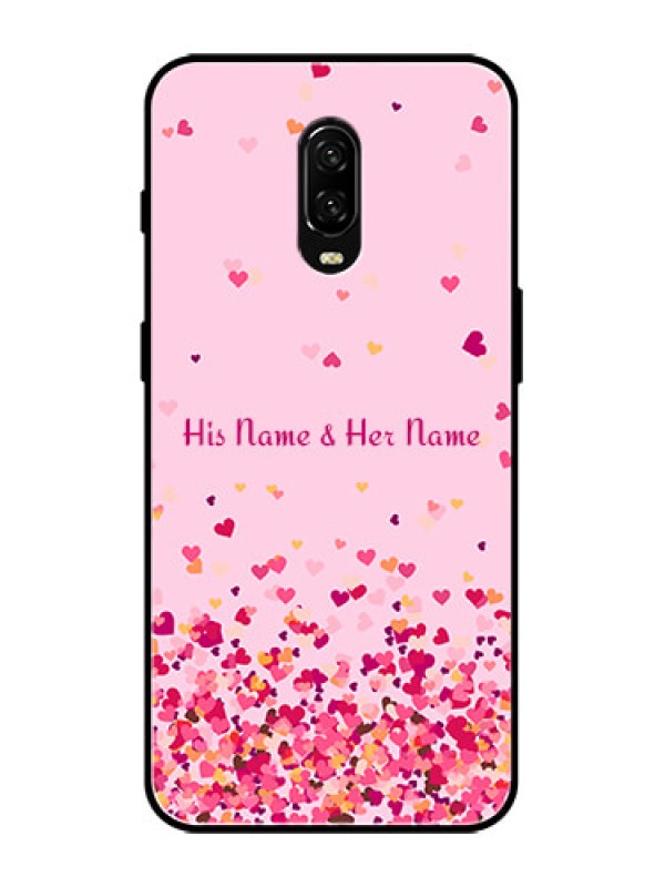 Custom OnePlus 6T Custom Metal Phone Case - Floating Hearts Design