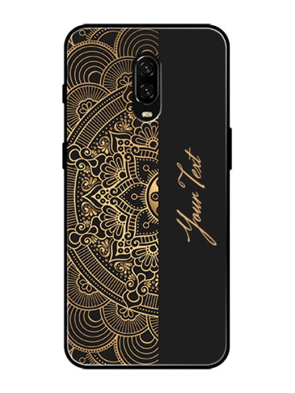 Custom OnePlus 6T Custom Metal Phone Case - Mandala Art With Custom Text Design