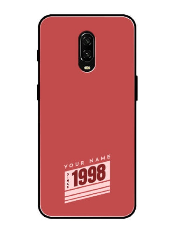 Custom OnePlus 6T Custom Metal Phone Case - Red Custom Year Of Birth Design