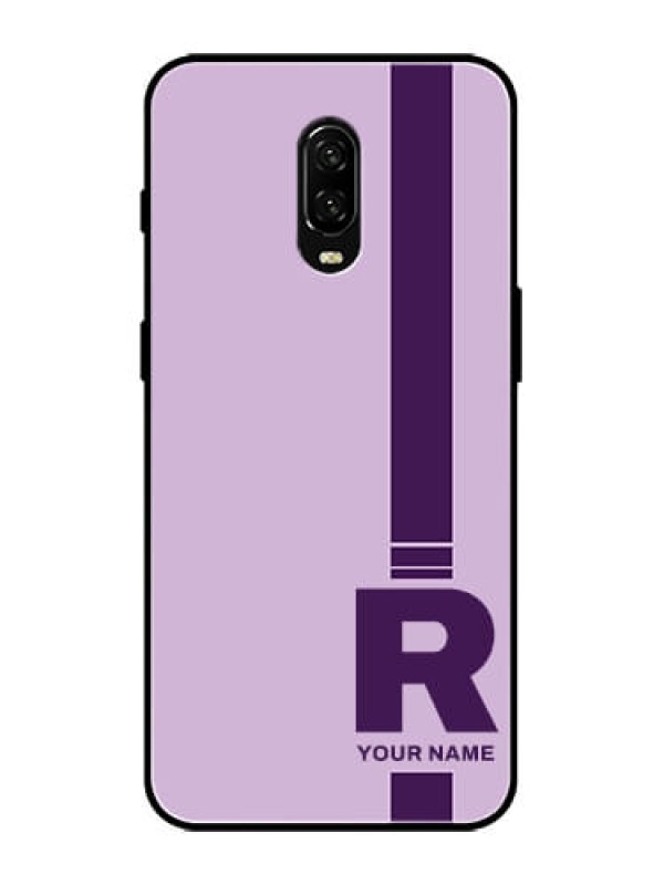 Custom OnePlus 6T Custom Metal Phone Case - Simple Dual Tone Stripe With Name Design
