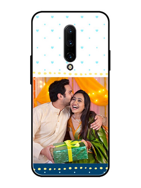 Custom OnePlus 7 Pro Custom Metal Phone CaseWhite And Blue Abstract Design