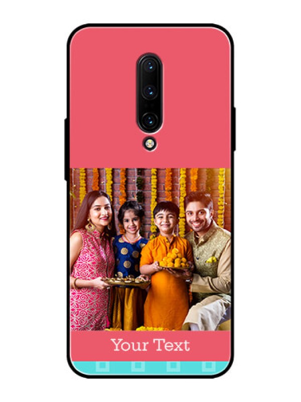 Custom OnePlus 7 Pro Custom Metal Phone CasePeach and Blue Color Design