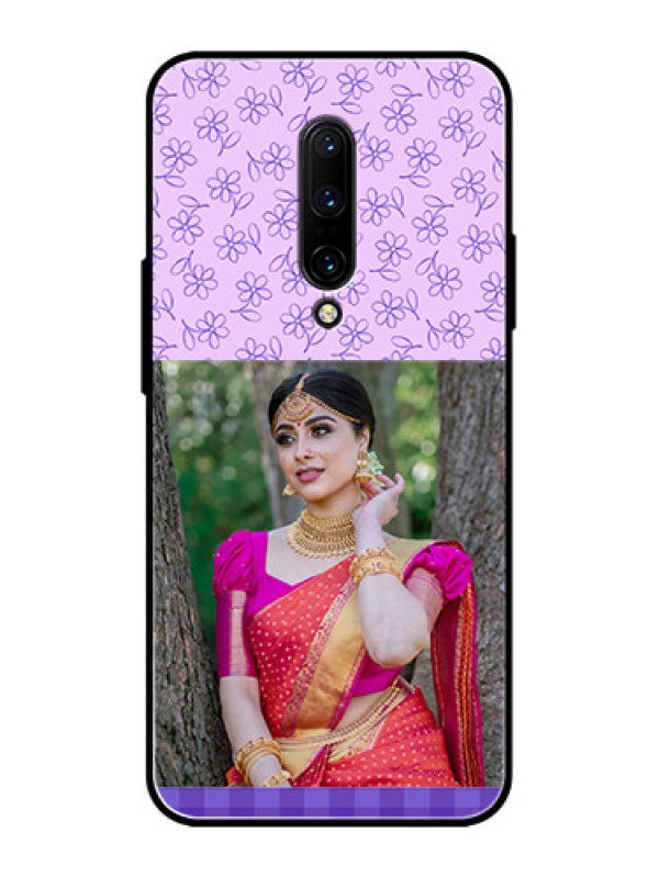 Custom OnePlus 7 Pro Custom Metal Phone CasePurple Floral Design