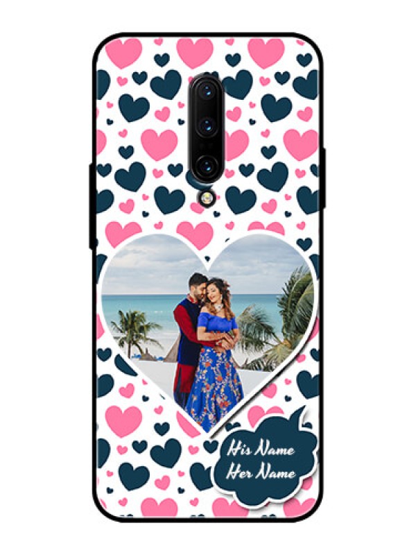 Custom OnePlus 7 Pro Custom Metal Phone CasePink and Blue Heart Design