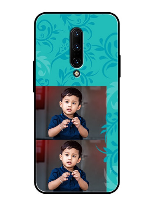 Custom OnePlus 7 Pro Custom Metal Phone CaseWith Photo And Green Floral Design