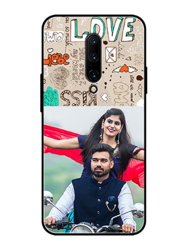 Custom OnePlus 7 Pro Custom Metal Phone CaseLove Doodle Pattern
