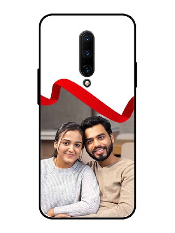 Custom OnePlus 7 Pro Custom Metal Phone CaseRed Ribbon Frame Design