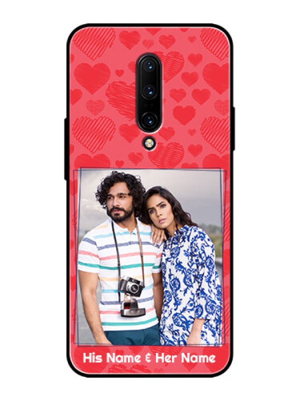 Custom OnePlus 7 Pro Custom Metal Phone CaseWith Red Heart Symbols Design