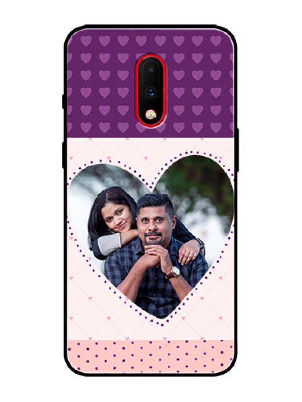 Custom OnePlus 7 Custom Metal Phone Case - Violet Love Dots Design