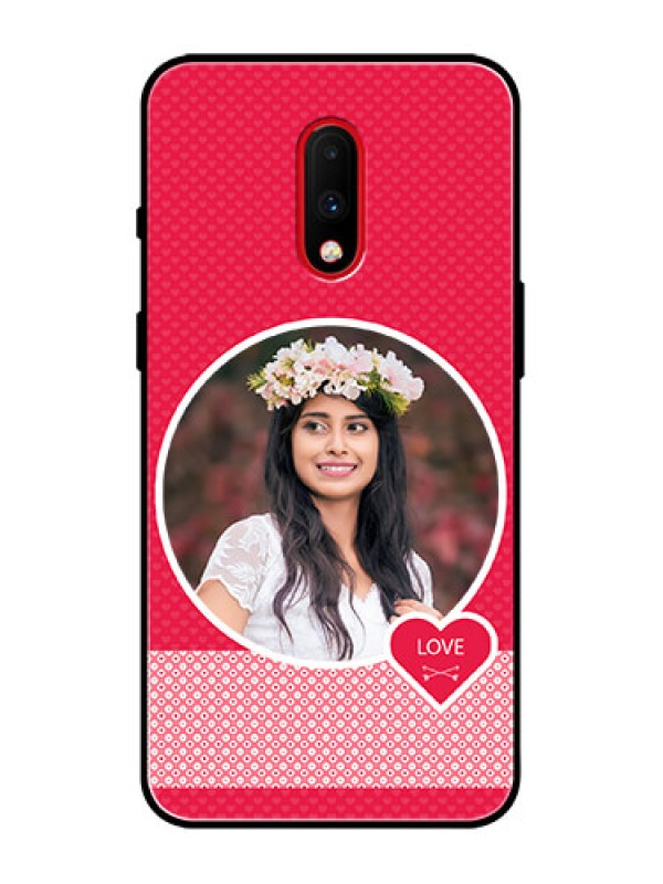 Custom OnePlus 7 Custom Metal Phone Case - Pink Color Pattern Design