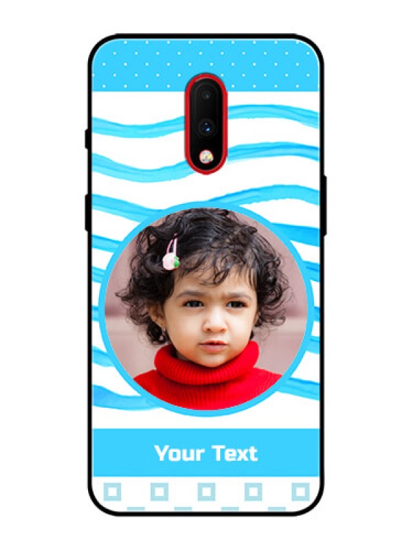 Custom OnePlus 7 Custom Metal Phone Case - Simple Blue Case Design