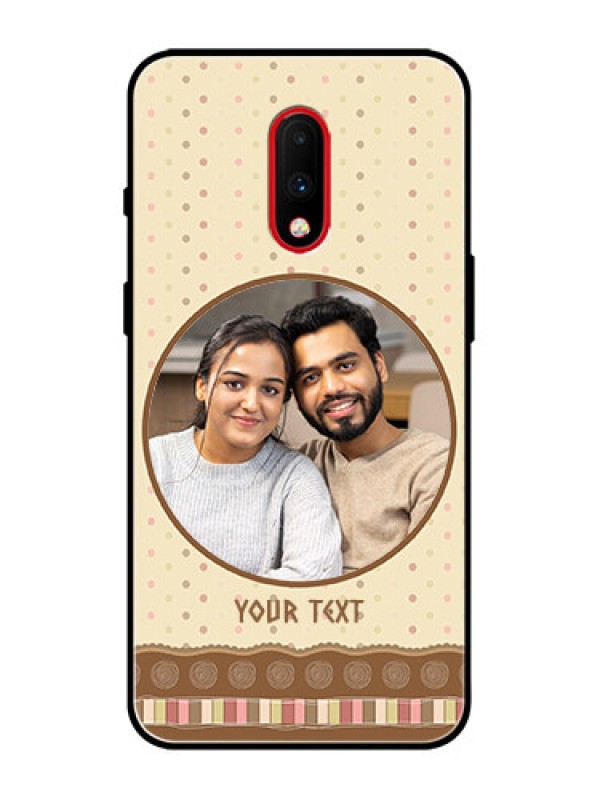 Custom OnePlus 7 Custom Metal Phone Case - Brown Dotted Mobile Case Design