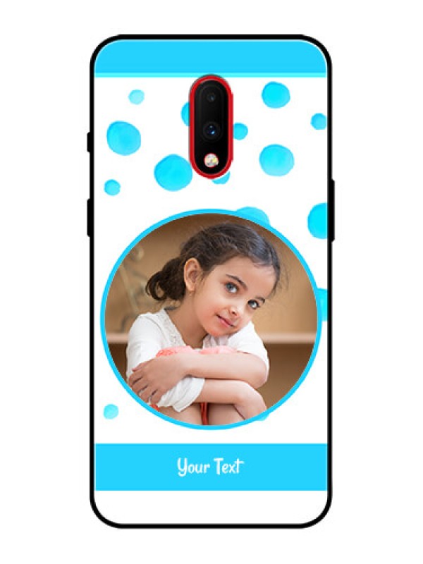Custom OnePlus 7 Custom Metal Phone Case - Blue Bubbles Pattern Design