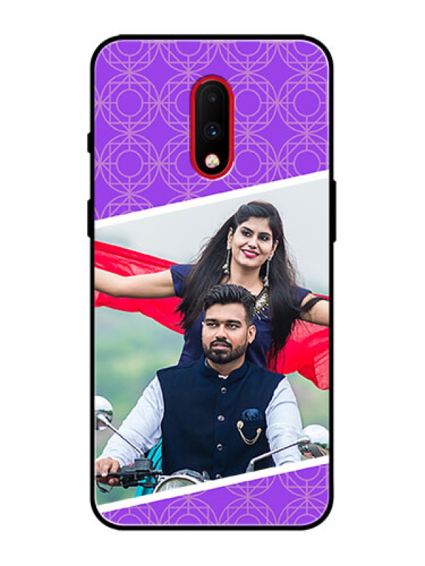 Custom OnePlus 7 Custom Metal Phone Case - Violet Color Pattern Design