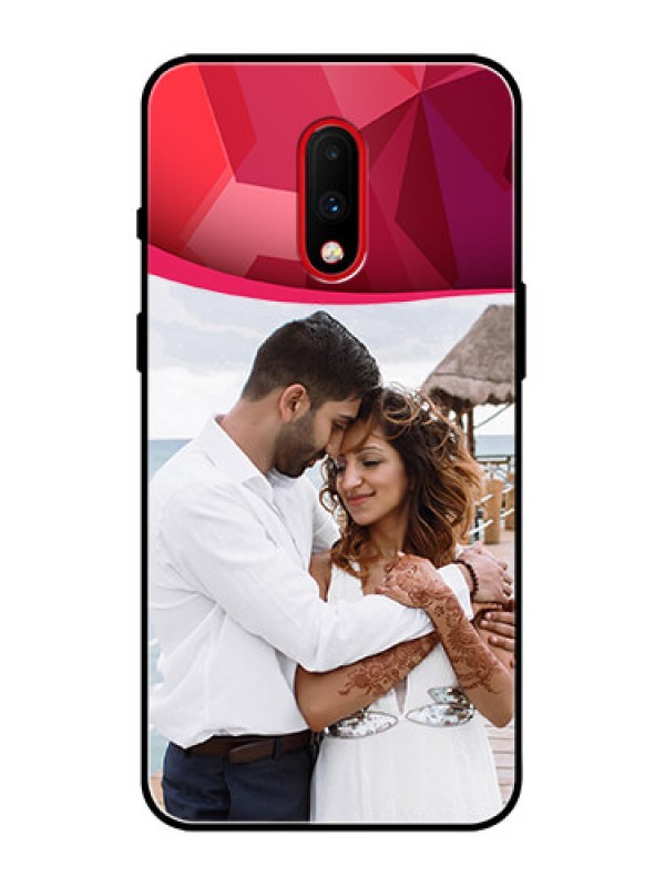 Custom OnePlus 7 Custom Metal Phone Case - Red Abstract Design